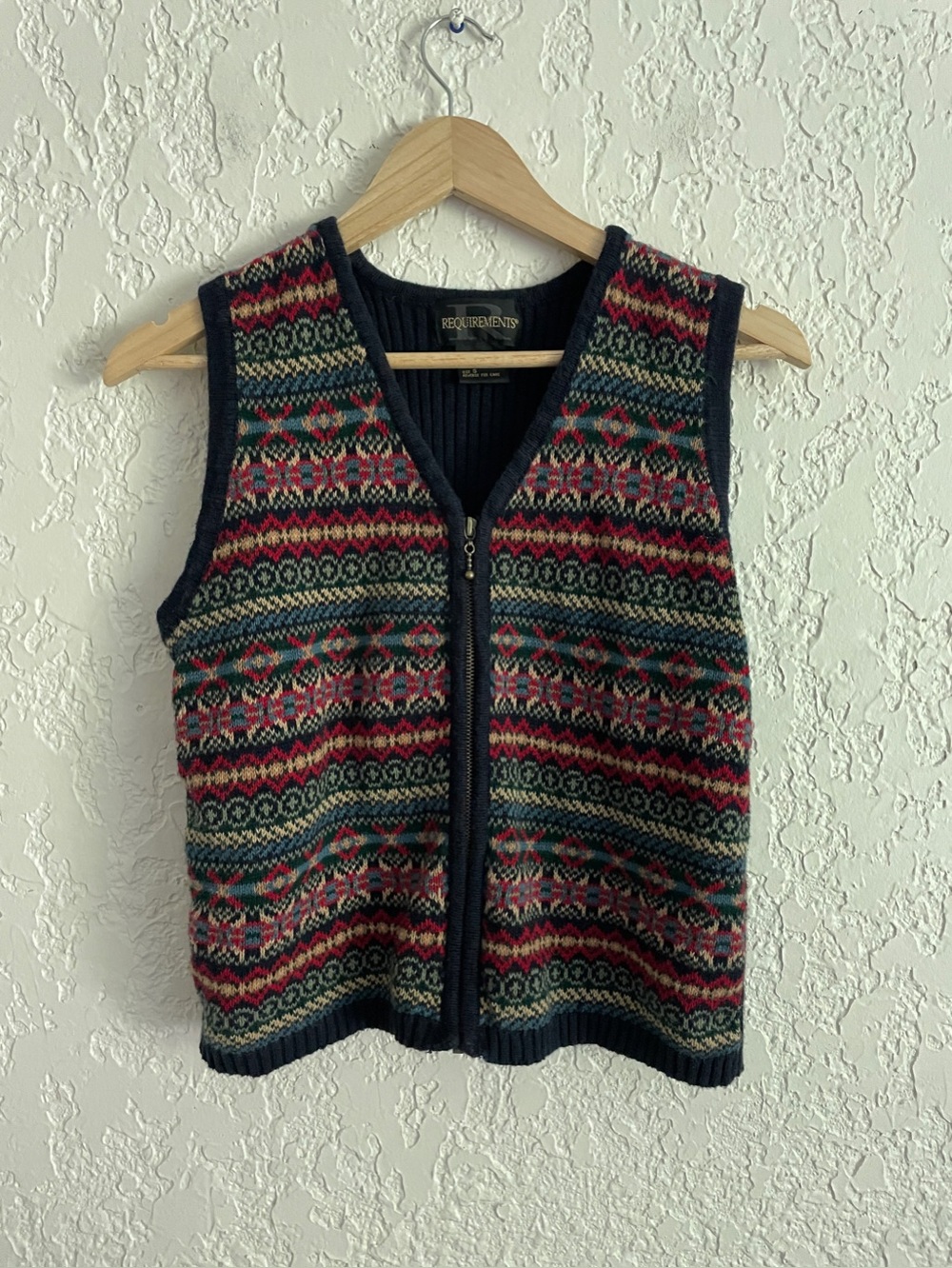 Fair Isle RARE Vintage 90s Cottagecore Sweater Zip Vest